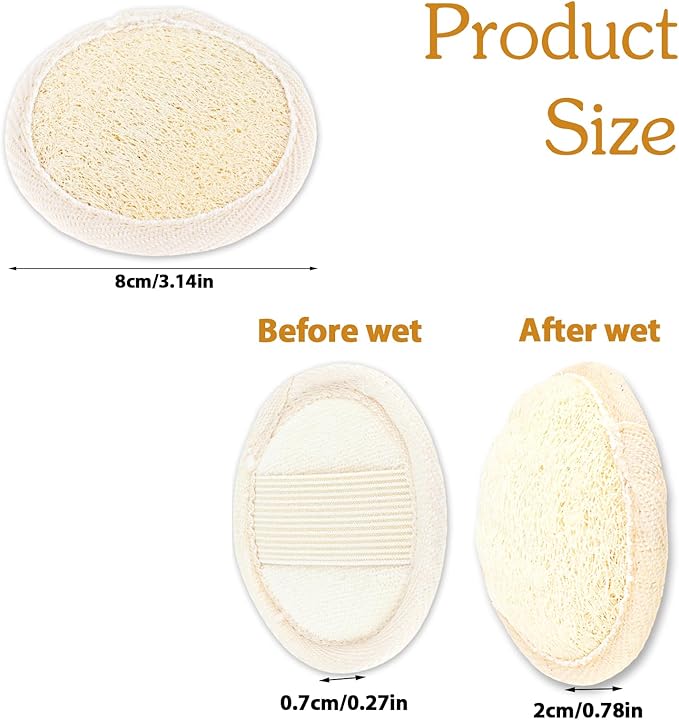 Amabro Loofah Sponge Face Pads Scrubber, 6 PCS Exfoliating Facial Loofah Luffa Cleansing Sponge Scrub Pad Makeup Remover Brush for Men and Women Manual Bath Shower Glove Pad Body Scrubber