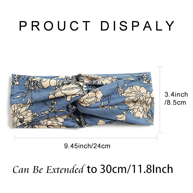 Boho Headbands For Women Fashion Criss Cross Hair Bands Stretch Turban Knot Head Bands Yoga Running Sweatband Elastic Headband Stylish Wrap Headbands Hair Accessories for Teen Girls 4 Pack
