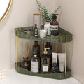 Lifewit 2-Tier Corner Bathroom Counter Organizer, Plastic Makeup Skincare Organizers Storage Countertop, Large Sink Cosmetic Perfume Shelf for Bedroom, Dresser, Kitchen, Vanity, Green, 25 cm/10inch(H)