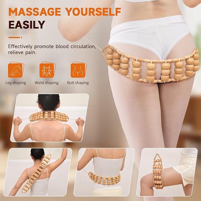 NXCYLW 3-in-1 Wood Therapy Massage Tools Lymphatic Drainage Massager Maderoterapia Kit Wooden Gua Sha Massager Body Sculpting Tools for Muscle Pain Relief, Anti-Cellulite, Body Contouring and Shaping
