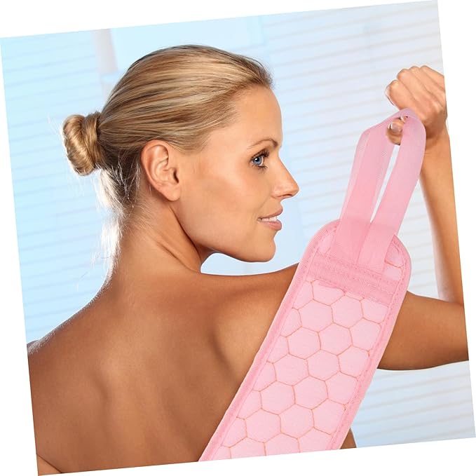 CANIGHT 2pcs Bath Scrubber Set Exfoliating Back Strap Glove for Smooth Skin Body Cleaning Tool for Shower Use Easy to Store Hang to Dry