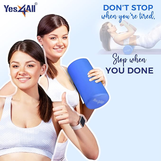 Yes4All 12 Inch EVA Foam Roller/Back Roller – High Density Foam Rollers, Foam Roller for Physical Red & Exercise (Blue)