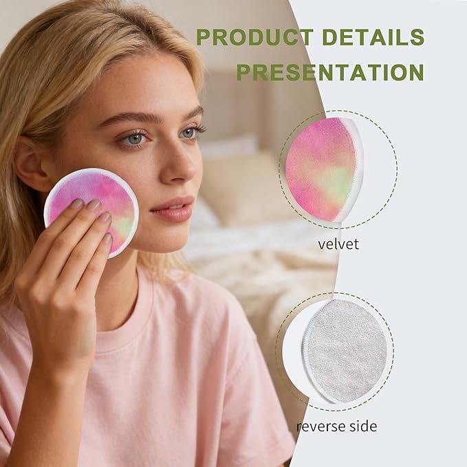 Sopurrrdy 28 Pack Reusable Makeup Remover Face Pads with Laundry Bag Washable Soft and Comfortable Cleaning Face Skin,Washable Bamboo Cotton Rounds Colorful