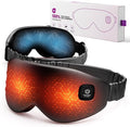 100% Silk Wireless Heated Eye Mask with Cooling, Relieves Dry Eye Syndrome and Puffy, Reduces Dark Circles, Adjustable Velcro Design and Washable Cover, Suitable for Travel & Gifts-Black.