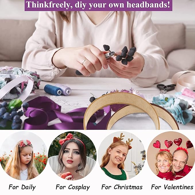 Wecoe Satin Headbands for Women and Girls - 10 Pack 1.3 Inch Wide Non-Slip Fashion Headbands in Neutral Colors, DIY Holiday Hair Accessories