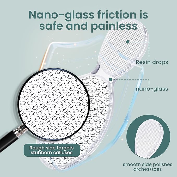 ESUOHYM Glass Foot File Callus Remover Dead Skin Feet Heel Scraper