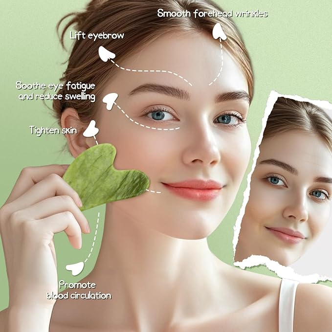 Flagest Jade Gua Sha Facial Tool,100% Genuine Guasha Stone