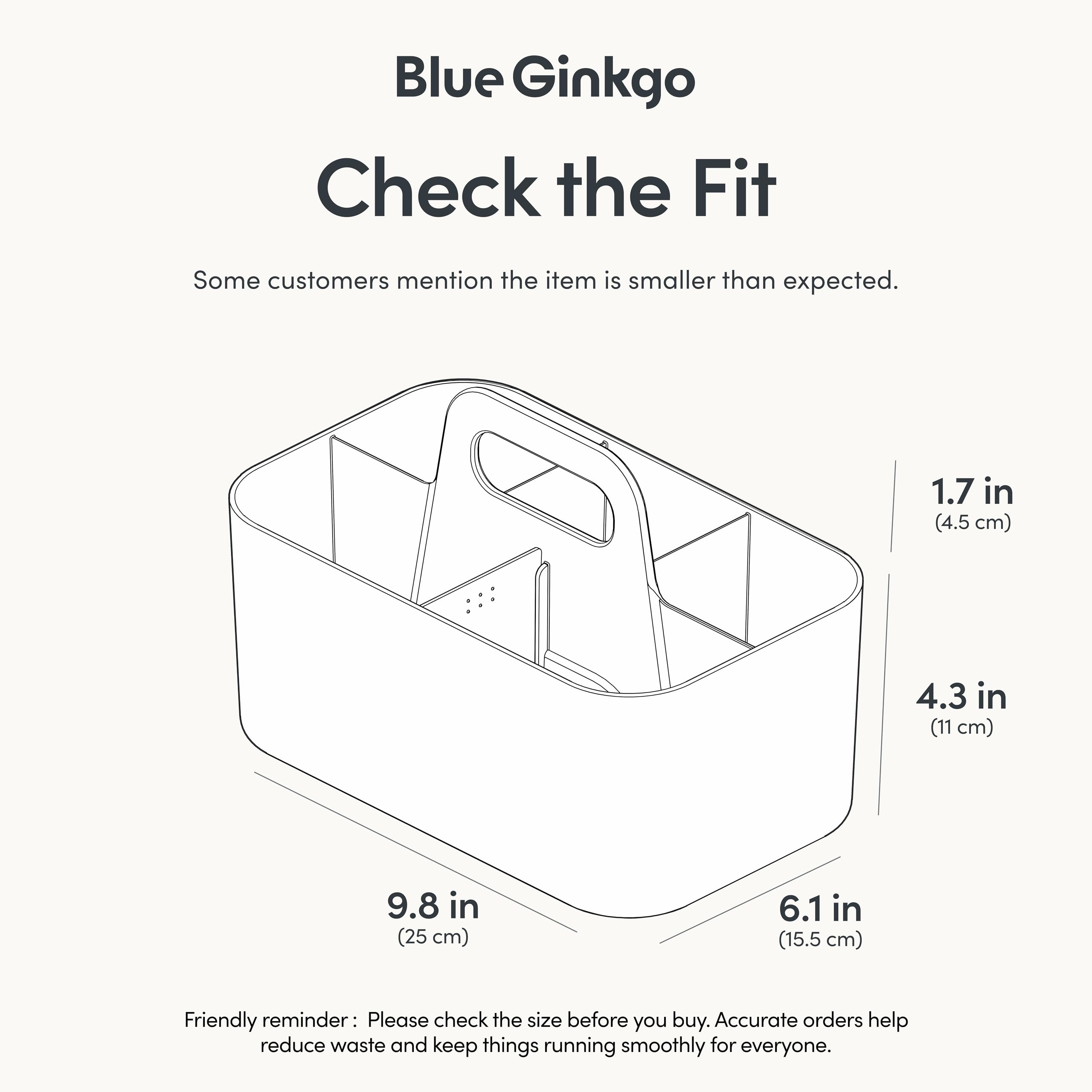 BLUE GINKGO Stackable Organizer Caddy, Rectangle, White, Made in Korea