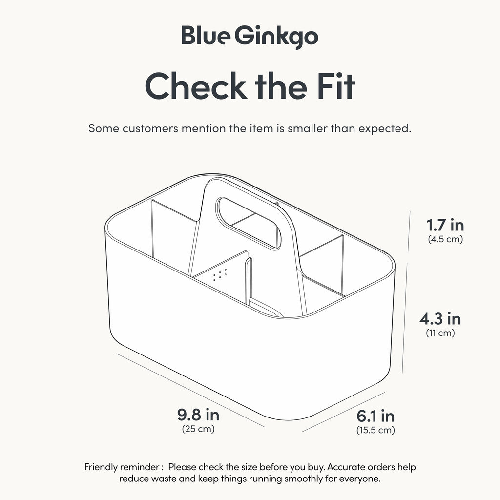 BLUE GINKGO Stackable Organizer Caddy, Rectangle, White, Made in Korea