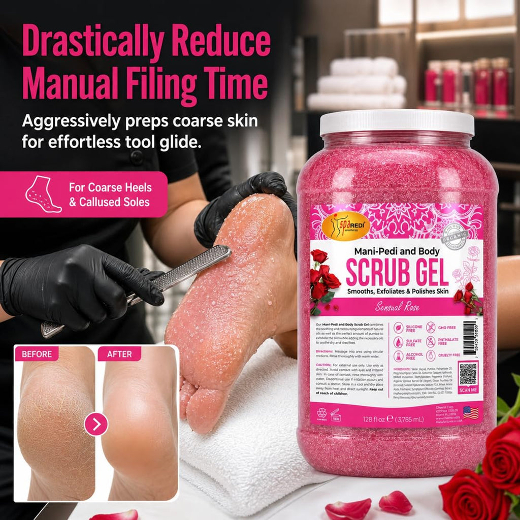 SPA REDI Professional Pedicure Pumice Scrub Gel, Smoothing, 128 oz