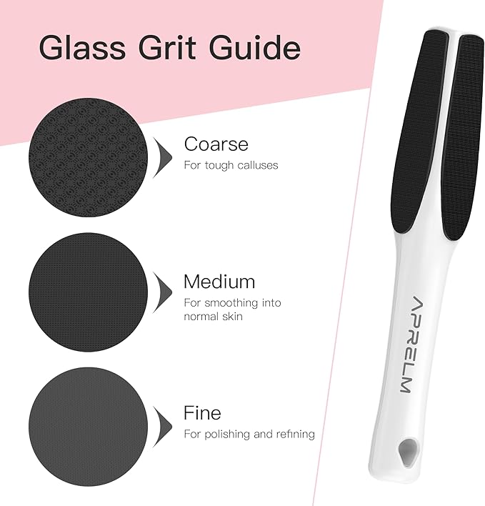 3-Sided Nano Glass Foot File, 3-in-1 Coarse/Medium/Fine Foot Callus Remover, Professional Callus Remover for Feet Hard Skin Smooth Polishing (White)