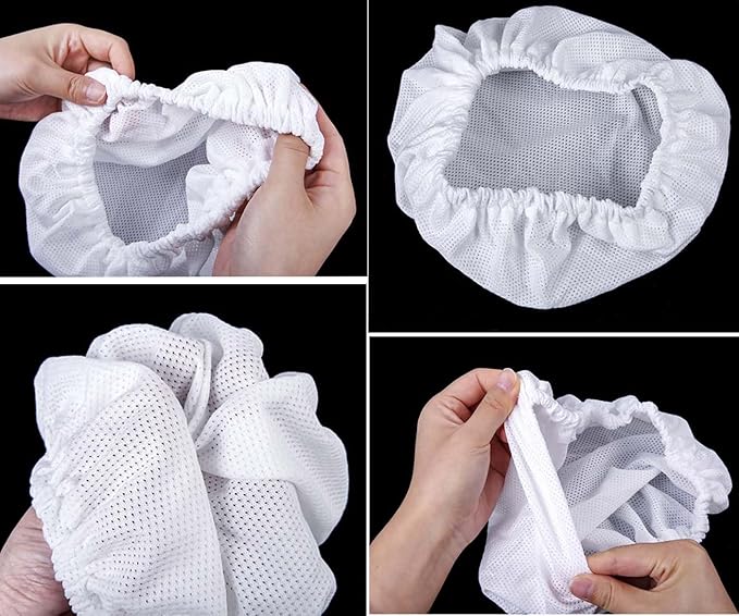 3PC Mesh Sleep Caps Bonnet Night Cap Hair Net Hair Loss Cap for Curly Hair Protection Home Salon Spa Catering White