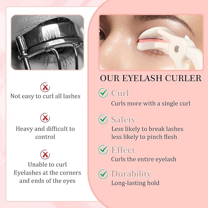 LXUEJIE 2 Style Eyelash Curlers, Plastic Eyelash Curler, Premium Cute Small Eye Lash Curler for No Pinching or Pulling Lash, Professional Makeup Tool for Eyelashes for Long Lasting (White)