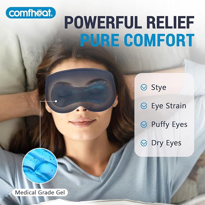 Comfheat 3D Cooling Sleep Mask Blackout Gel Eye Mask for Cold Hot Compress, Cooling Weighted Eye Mask for Sleeping, Zero Eye Pressure, Ice Cold Pack, Cold Compress for Puffy Eyes