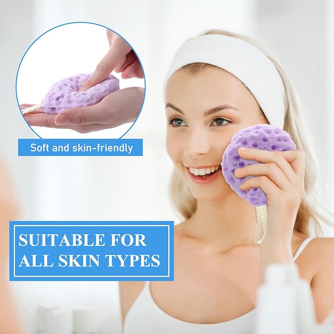FoldTier 6 Pcs Bath Sponge Deep Cleansing Body Loofah Gentle and Deep Exfoliating Body Scrubber Bath Accessories Men Women Baby Sponge for Bathing Shower (Stylish Color)