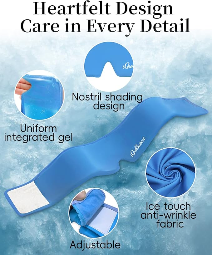 Cooling Eye Mask for Puffy Eyes, FSA Eligible HSA, Headache and Migraine Relief Gel Eye Mask, for Headache, Puffiness, Eye Strain, Reusable Face Ice Pack for Post-Surgery Care, Deep Blue