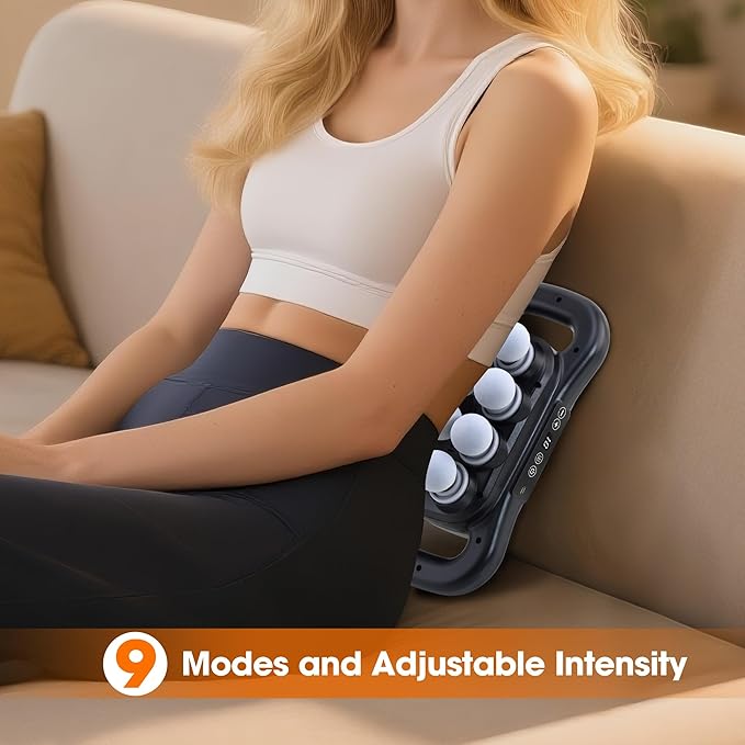GAXEZO 16 Head Massage Gun Set, Deep Tissue Percussion Massager, 2600mAh Electric Massage Tools with 9 Styles & Levels, Black