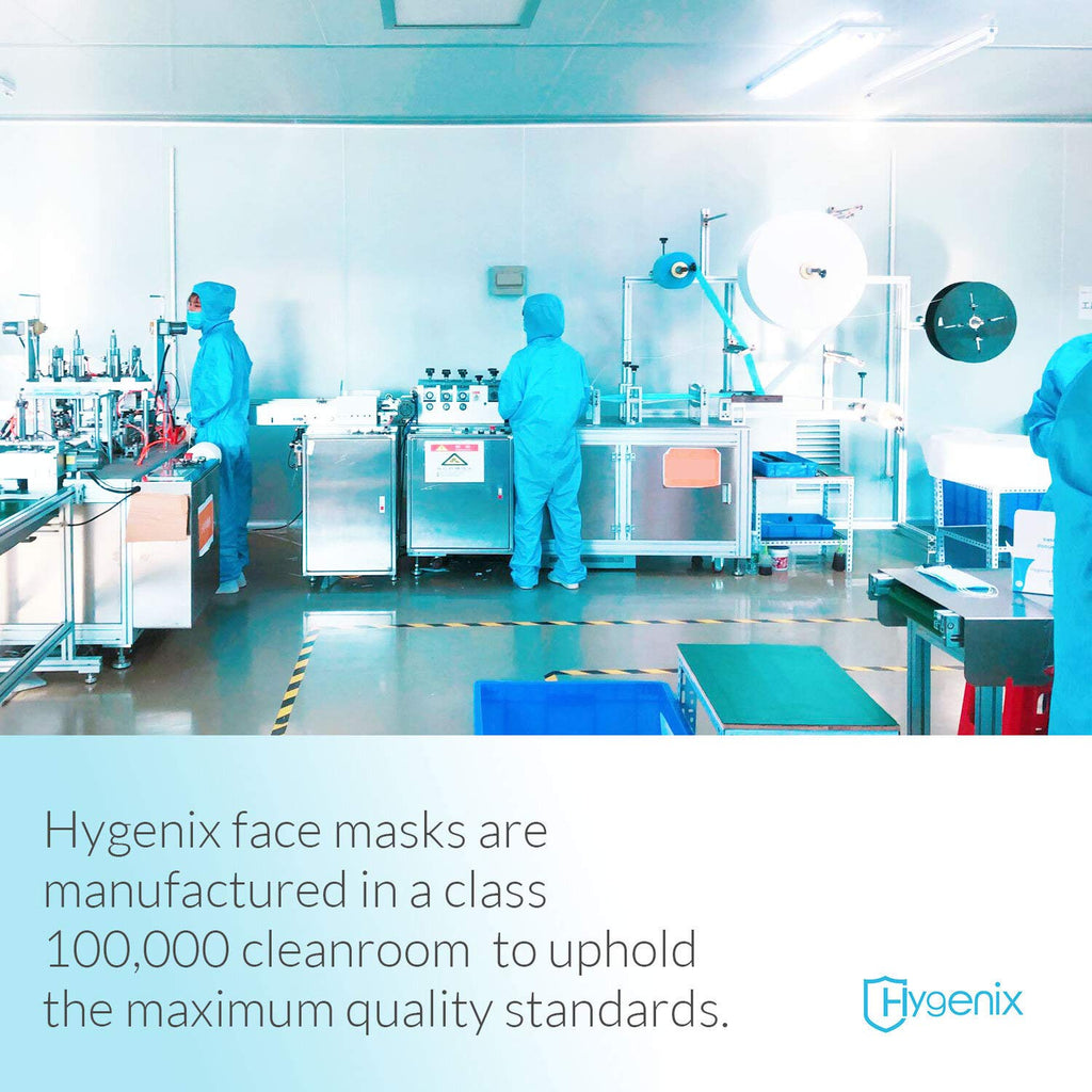 Hygenix FDA Cleared ASTM Level 3 Procedure Face Masks, Made in USA, ≥98% Filtration, Fluid Resistant, 3-Ply Ear Loop, 50 Pack