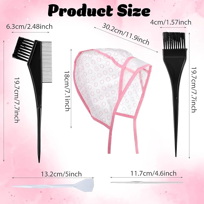 4 Pcs Hair Highlighting Cap, Highlight Cap with Hooks, Highlighting Kit for Blonde & Color, Salon Frosting Dye Kit for Home Hair Coloring, Durable Silicone Caps, Easy to Use
