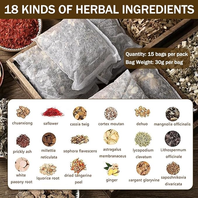 Herbal Pedicure Foot Soak,Lymphatic Drainage Ginger Mugwort Foot Bath,Foot Soak Kit for Remove Toxins Relieve Fatigue Dispel Cold and Remove Dampness,15 Pack
