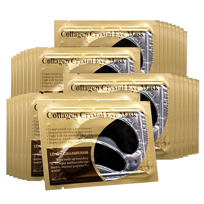 Permotary 30 Pairs Gel Collagen Eye Pads,Crystal Collagen Under Eye Mask for Moisturizing,Reducing Fine Lines&Dark Circles& Puffy Eyes Under Eye Patch for Women Men, Black