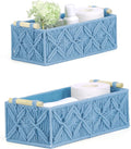 Nonam Macrame Storage Baskets, Boho Decor Style Woven Storage Boxes for Home Organization, Toilet Tank Shelf Cabinet Organizer Baskets,Set of 2,Rectangle,Blue