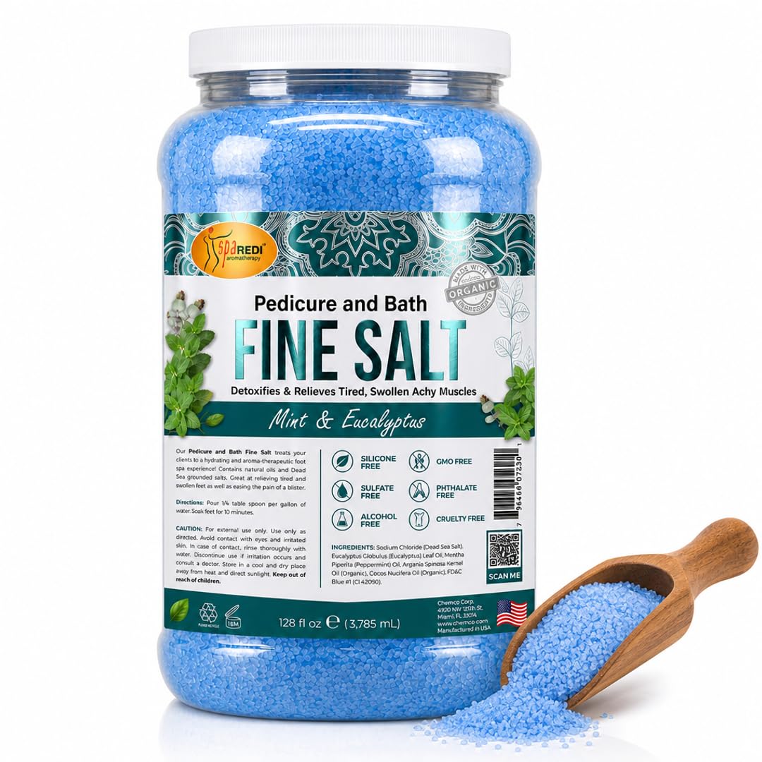 SPA REDI Dead Sea Salt Pedicure Foot Soak, Fine Salt, 128 Oz