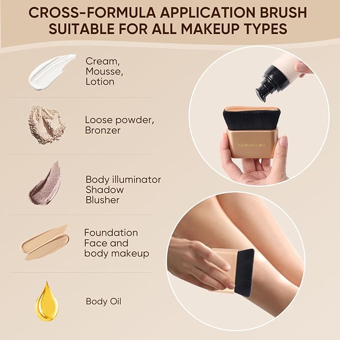 NUBANGOO Professional Kabuki Foundation Brush,Makeup Brush, Self Tanner Brush,Self Tanning brush,Foundation Makeup Brush Cream Powder Liquid,Face Neck Body Leg Tanning Makeup (Gold Black)