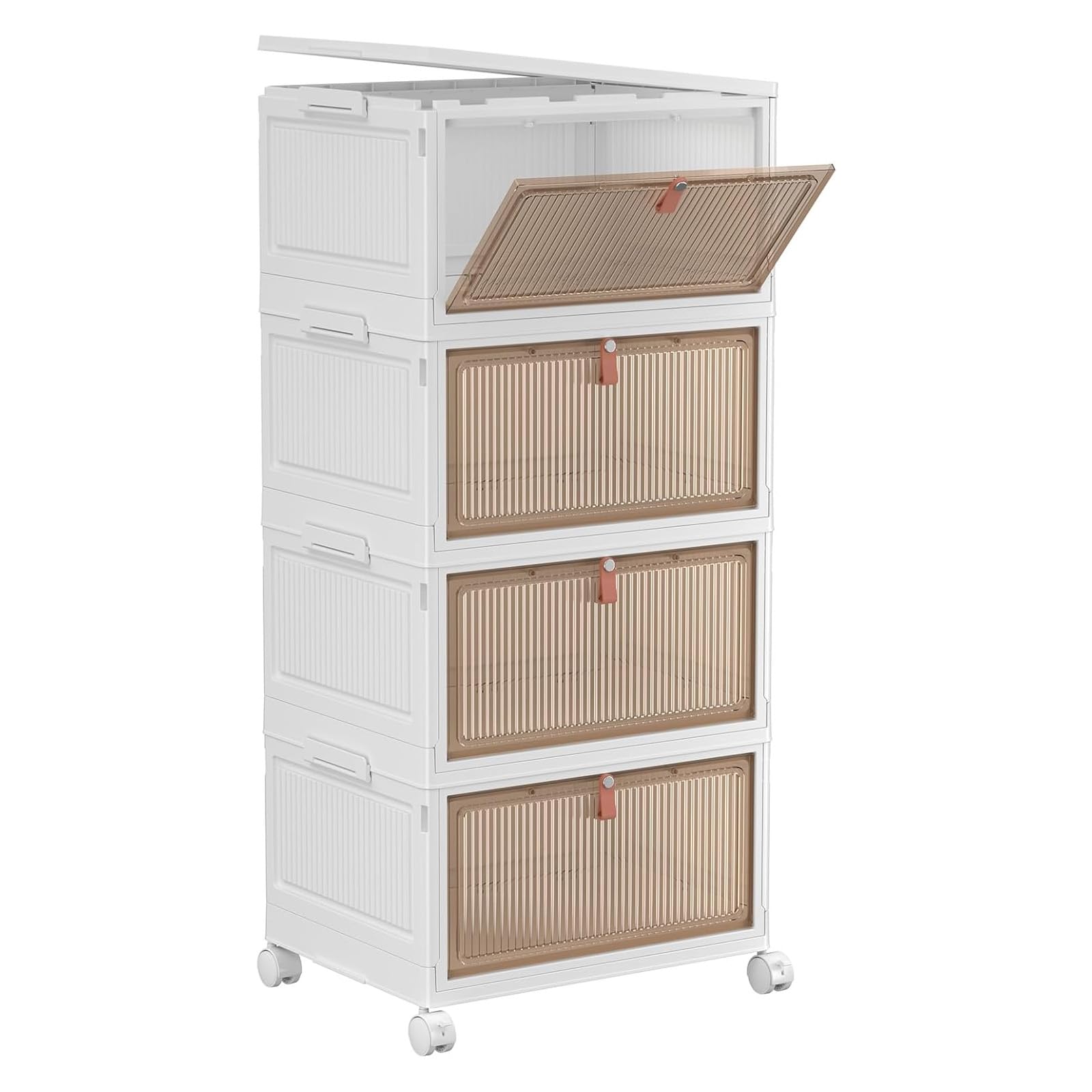 YFXCVSL 4 Tier Plastic Storage Bins with Lid 32QT, Stackable Storage Bins