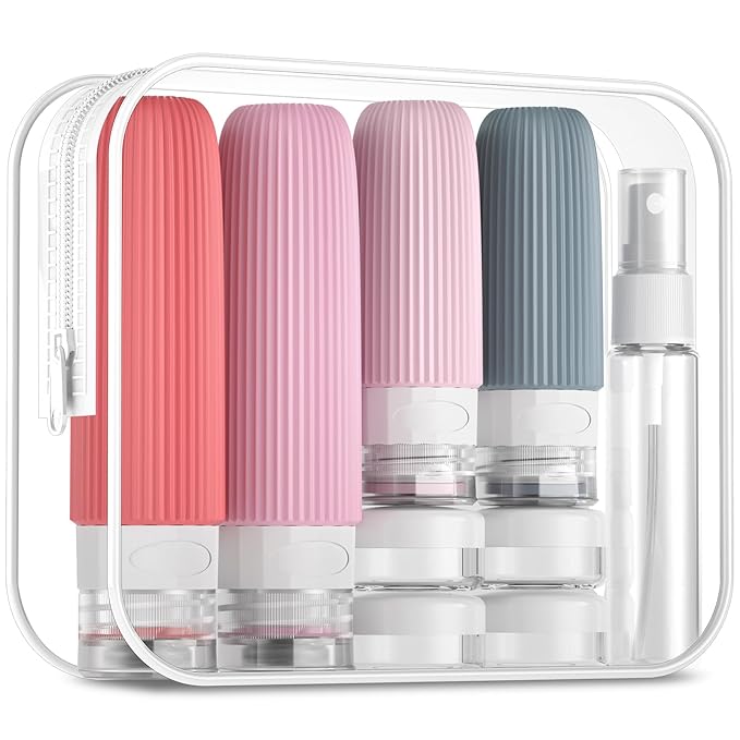 Mrsdry 16 Pack Travel Bottles Set, TSA Approved Leak Proof Silicone Squeezable Containers for Toiletries, Refillable Travel Accessories for Conditioner, Shampoo, Lotion & Body Wash Accessories
