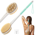 Dry Brushing Body Brush for Massage - Natural Boar Bristle Exfoliating Brush with Massage Nodes for Lymphatic Drainage, Cellulite, Blood Circulation Improving Skin Health for Women Men Elderly(Grey)