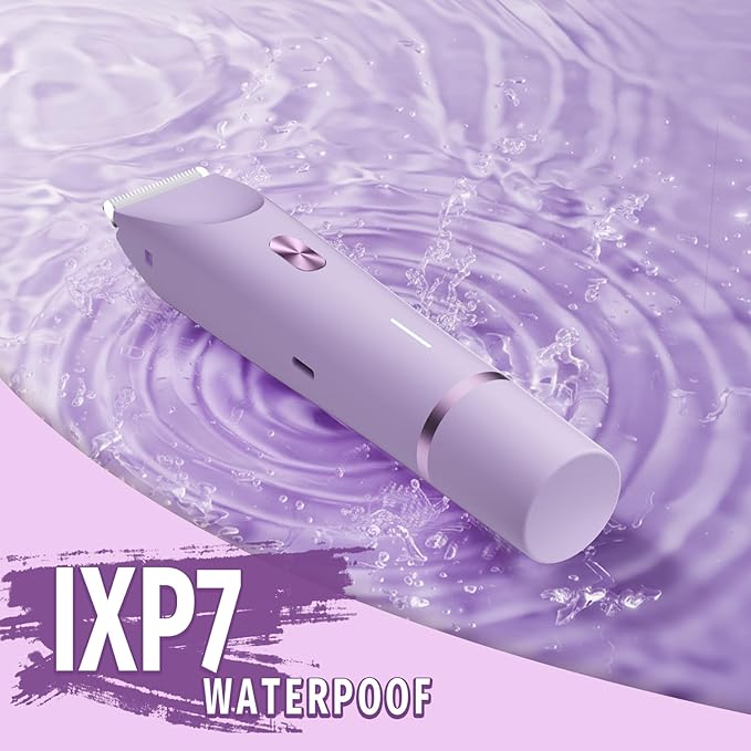 Bikini Trimmer for Women, 2 in 1 Electric Razor & Bikini Shaver for Womens IPX7 Waterproof Body Hair Trimmer and Facial Hair Remover,Purple