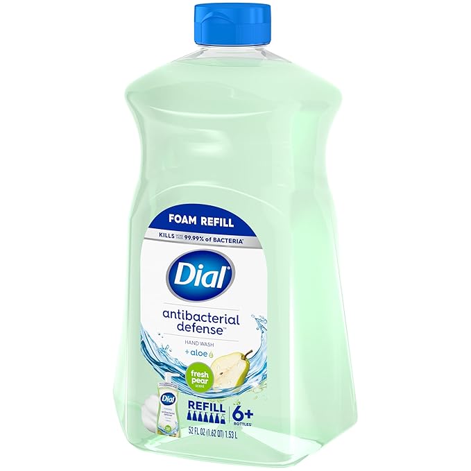 Dial Antibacterial Foaming Hand Soap Refill, Fresh Pear, 52 fl oz (Pack of 2)