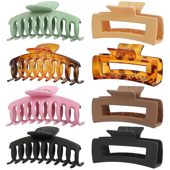 laxizar 8 Pack Claw Clips Rectangular Hair Clips for Women Girls Large Bandana Clips Strong Hold Hair Jaw Clips