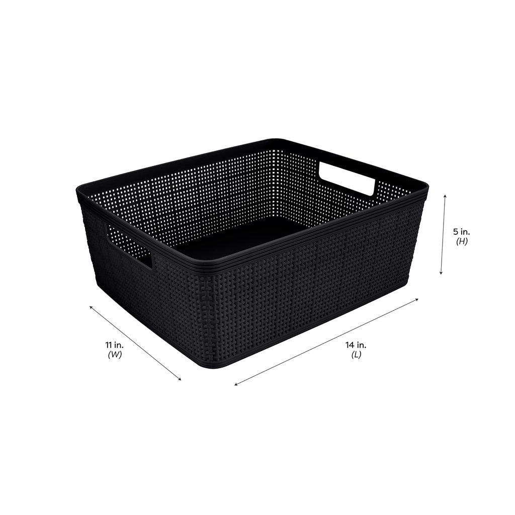 Simplify 10 Piece Organizing Set | Multiple Size Bins | Multipurpose | Office | Desk | Dorm | Bathroom | Storage Basket | Small Items | Accessories | Black