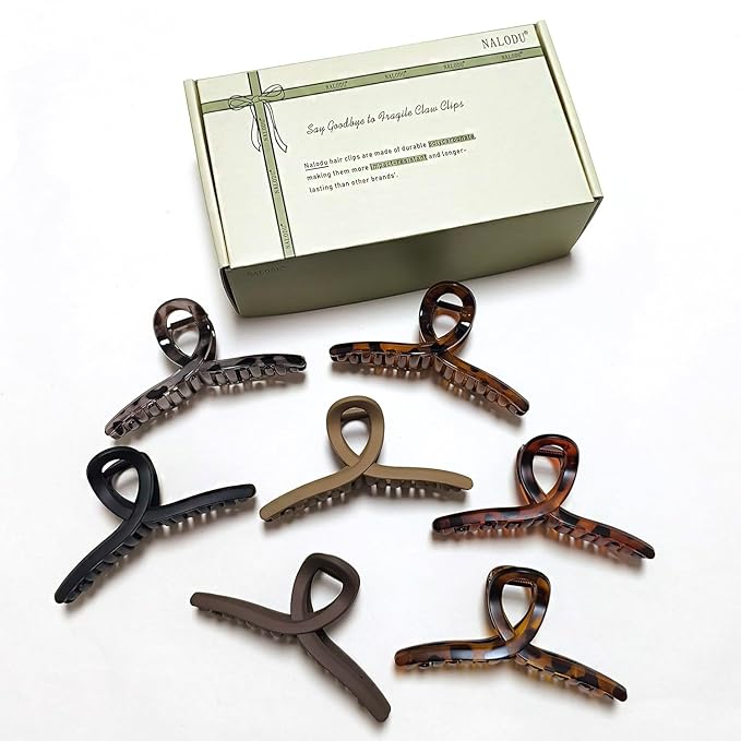 Nalodu 5 Inch Extra Large Hair Claw Clips, 13 cm No Slip XL Hair Clips for Thick Long Curly Hair, Big Claw Clips, 7 Pack