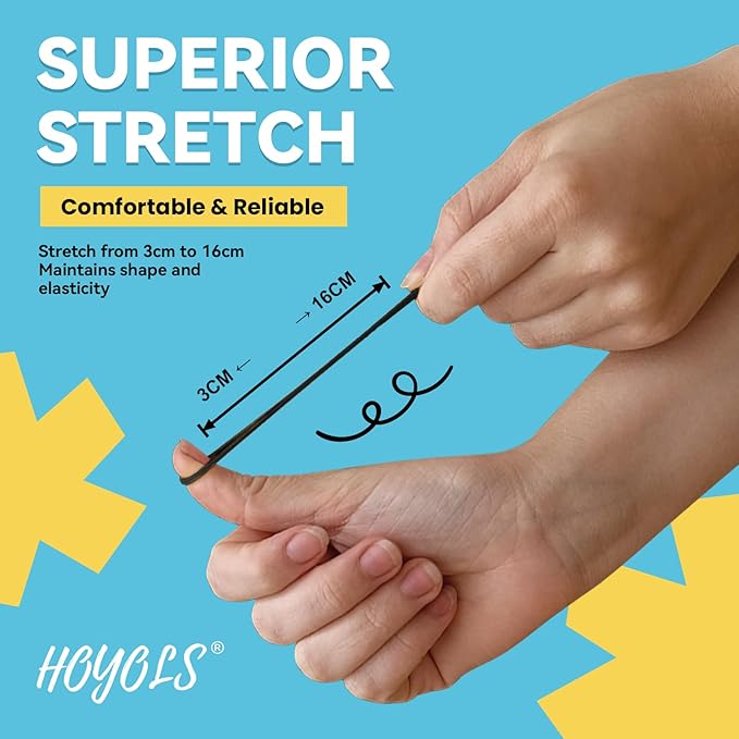 HOYOLS Black Elastic Hair Ties Rubber Bands Mini Polyband Soft Ponytail Holder for Teens Girls TPU Pack 1500