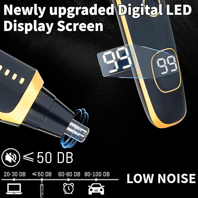 LED Display Eyebrow & Nose Hair Trimmer Clipper for Men Women,2026 Rechargeable 2 in 1 Painless Ear & Facial Hair Trimmer with Powerful Motor and Dual-Edge Blades Easy Cleansing (Black)