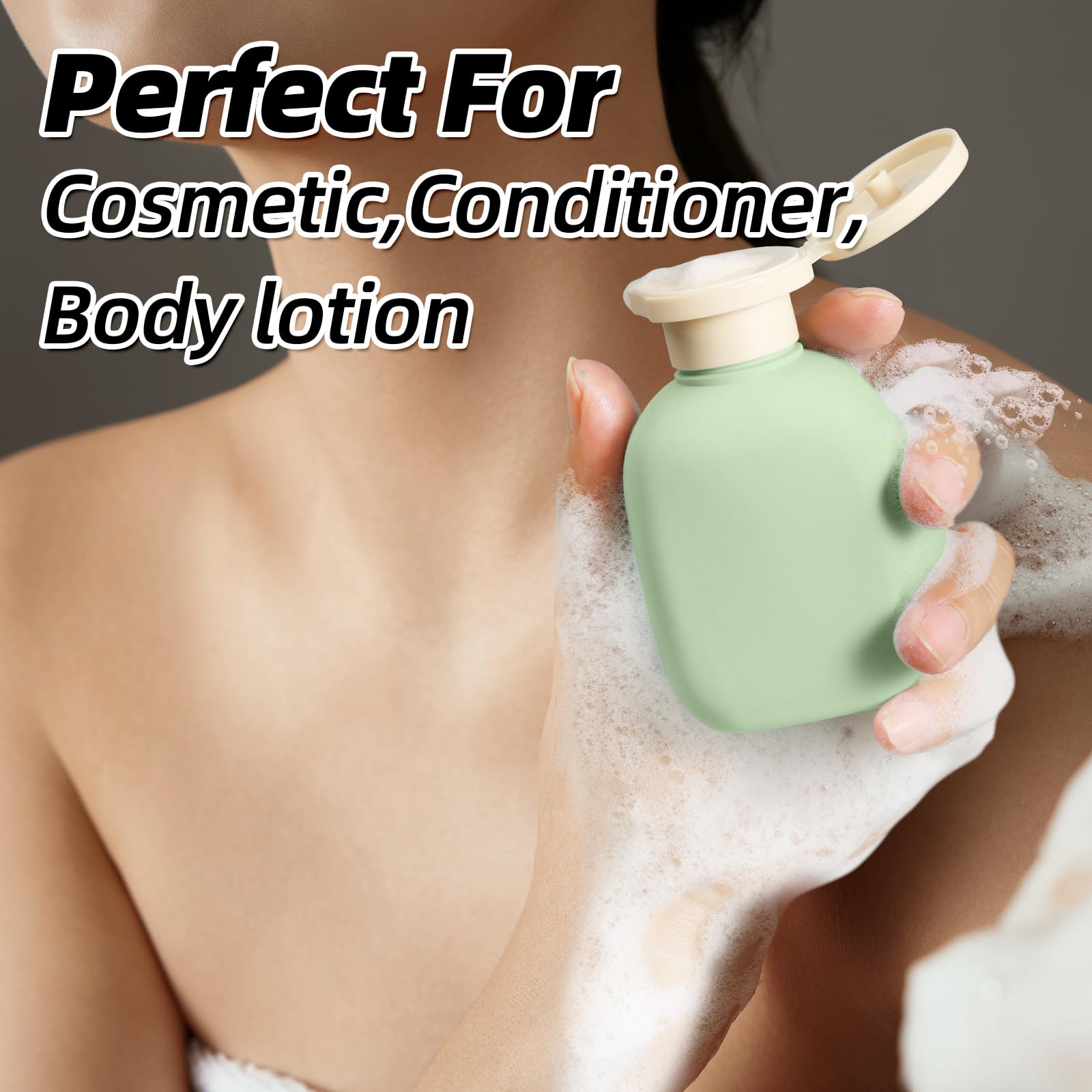 ASEVAT 3.4oz Travel Bottle with Flip Cap, Leak Proof Squeeze Bottles, Refillable Plastic Travel Containers for Creams, Lotion, Foundation, Shampoo, Conditioner
