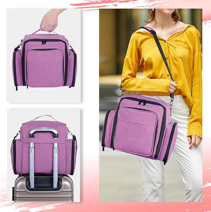 UOZL Nail Polish Organizer Case Hold 90 Bottle with 3 Detachable Bag,Purple