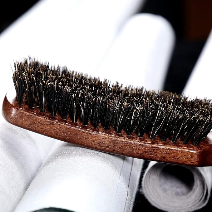 Lorsex Hair brush for Men, Boar Bristles Slick Back Hair Brush for Fine Thin Medium Hair, Nature Boar Hairbrush for Beard Styling