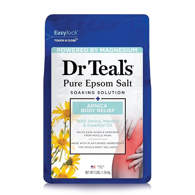 Dr Teal's Arnica Body Relief Epsom Salt Magnesium Soak with Menthol & Essential Oils, Muscle Recovery, 3 lbs