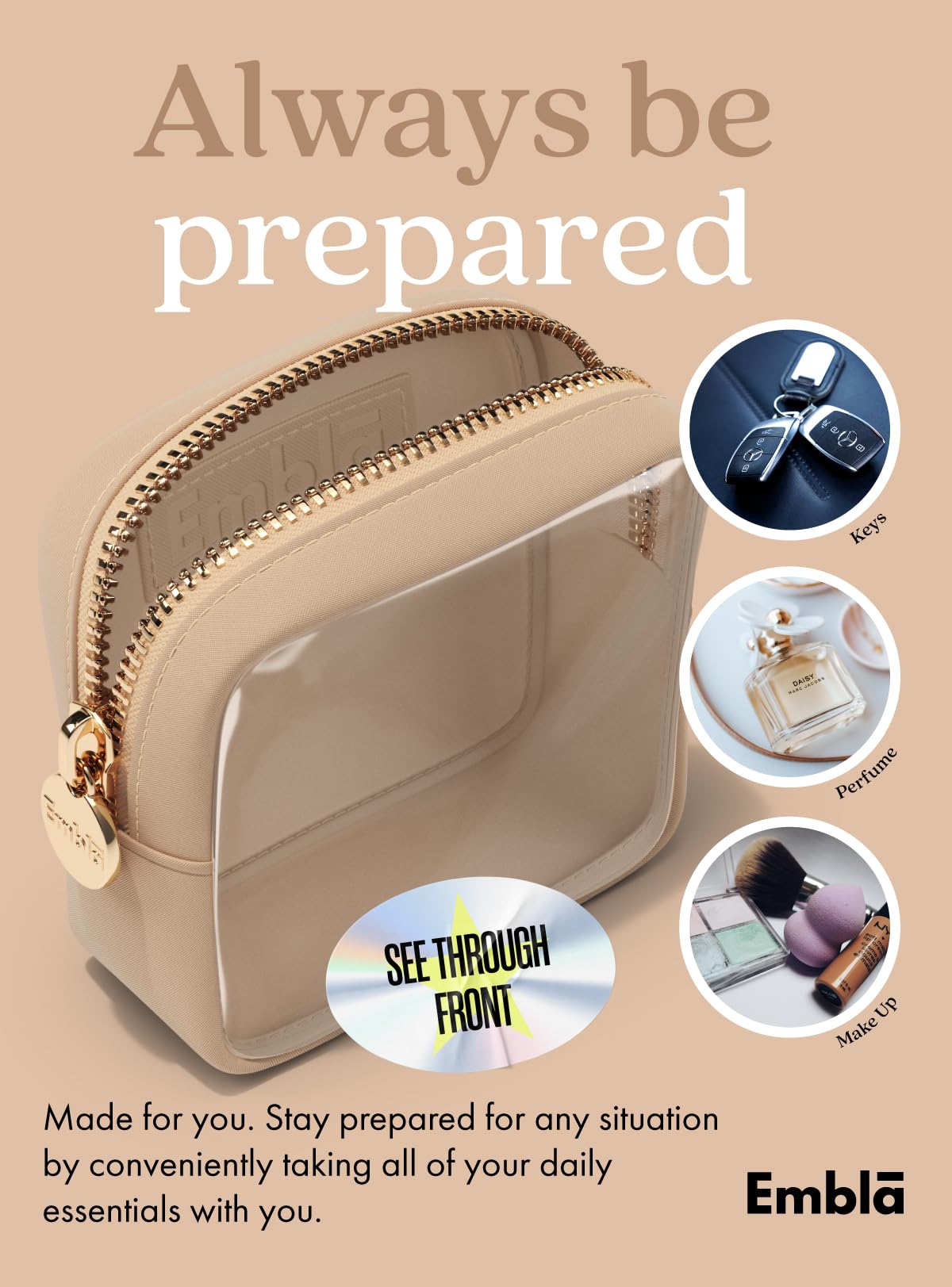 Makeup Bag for Women, Travel Cosmetic Organizer, Waterproof Toiletry Pouch