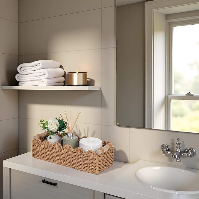 CubesLand Bathroom Basket Organizer, Toilet Tank Paper Storage Baskets 2PK