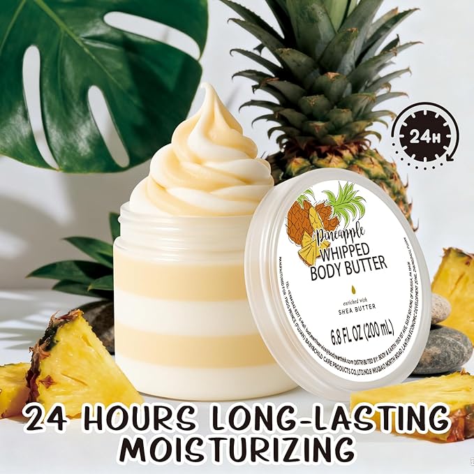 Embleaf Pineapple Whipped Body Butter, Shea Body Butter for Women Dry Skin, Natural Pineapple Lotion for Body Moisturizer-Deep Moisturizing and Softening-6.8 floz(200ml)