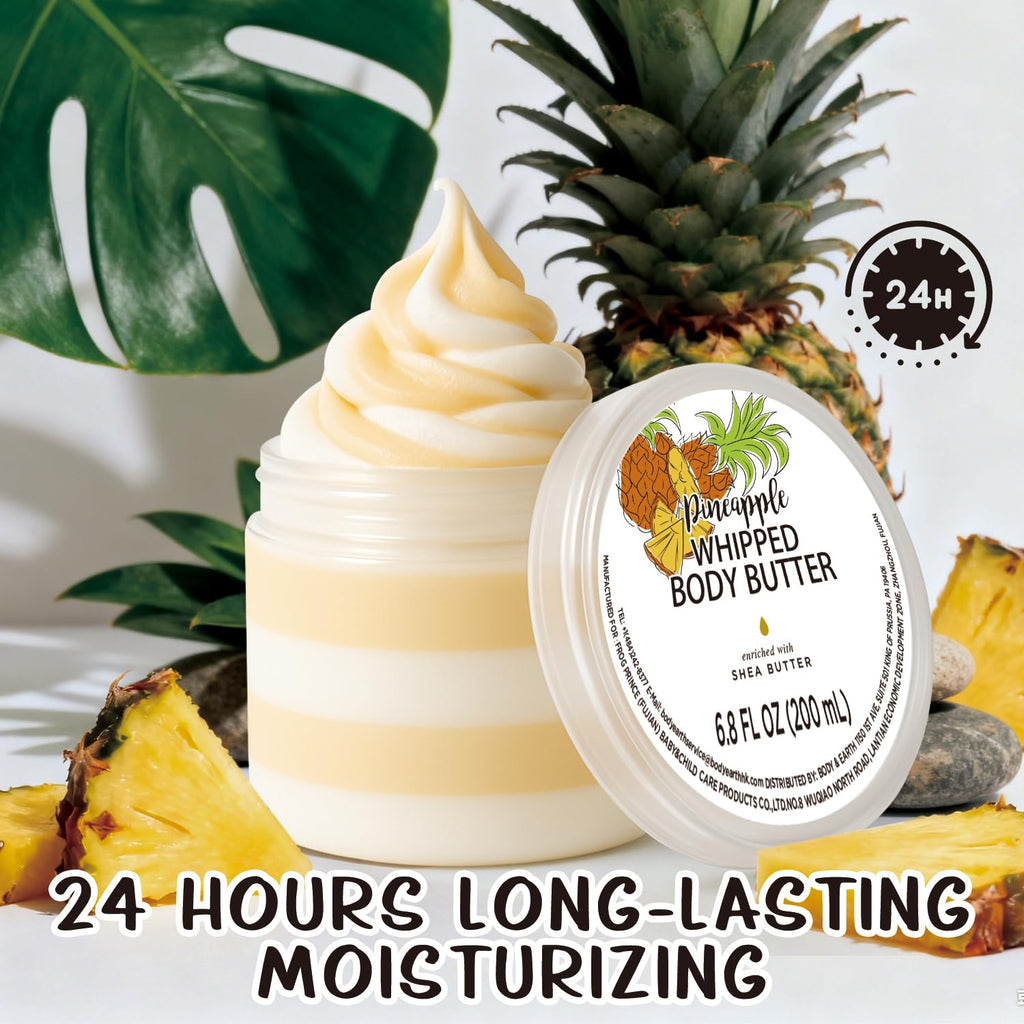 Embleaf Pineapple Whipped Body Butter, Shea Body Butter for Women Dry Skin, Natural Pineapple Lotion for Body Moisturizer-Deep Moisturizing and Softening-6.8 floz(200ml)