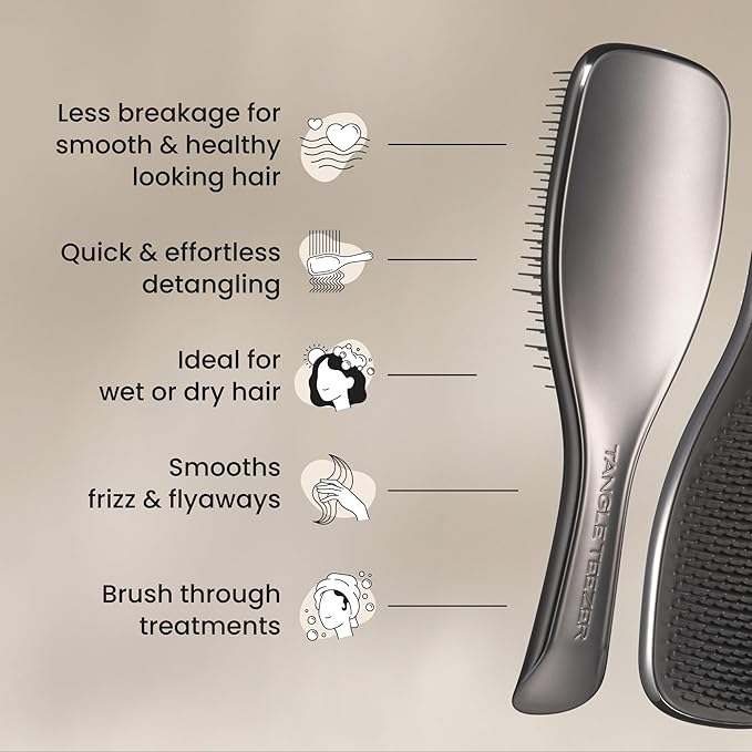 Tangle Teezer Chrome Ultimate Detangler Brush, Straight to Curly, Gunmetal