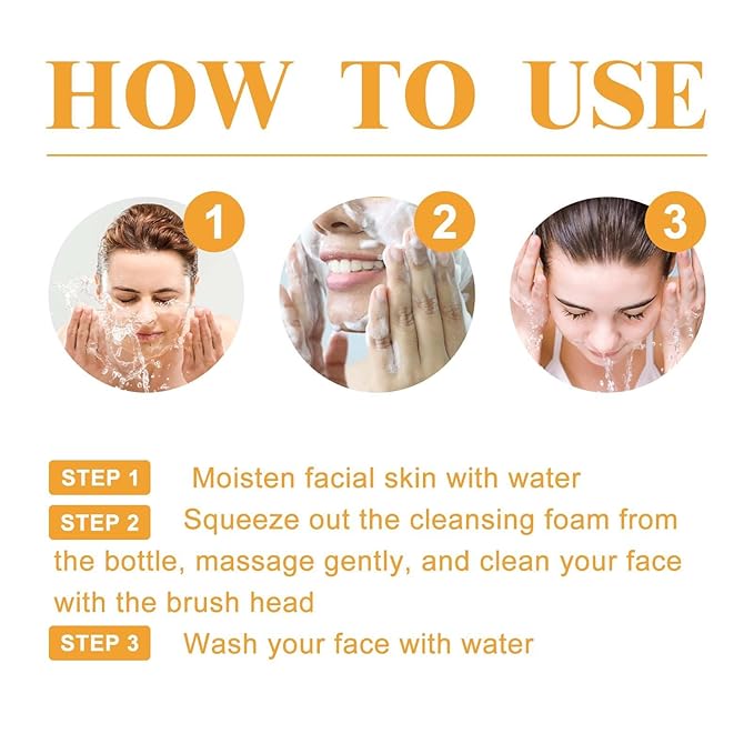 Yaper Turmeric Facial Cleanser, Deep Clean Brightening Face Glow Wash Turmeric Wash with Brush for All Skin. ﻿(1Pcs)
