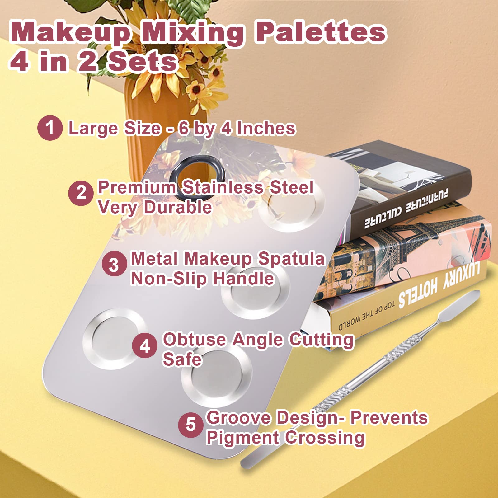 Makeup Mixing Palette, Foundation Makeup Palette Cosmetic Palette Spatula