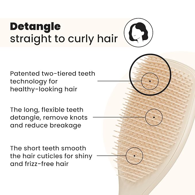 Tangle Teezer Large Ultimate Detangler Brush, Straight to Wavy, Vanilla